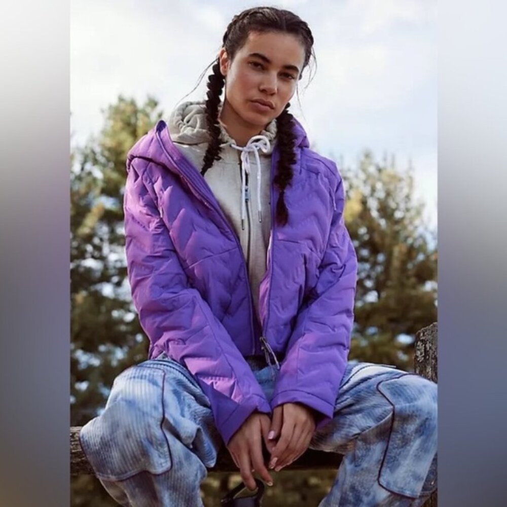 NWT Free People Purple Puffer Jacket Gettin Lost Insulated Packable Jacket Med
